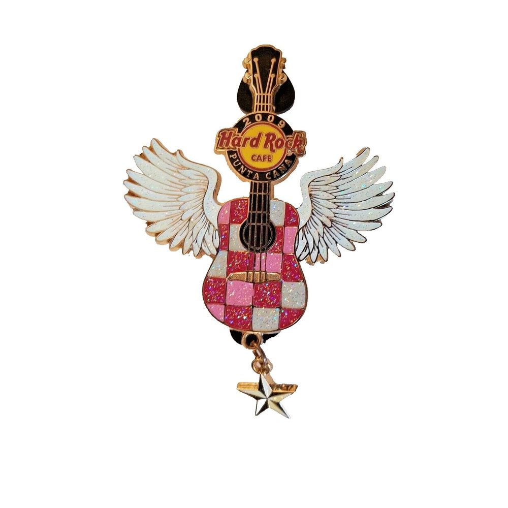 Hard Rock Café Punta Cana 2009 Guitar Wings Metal Enamel Pin RARE